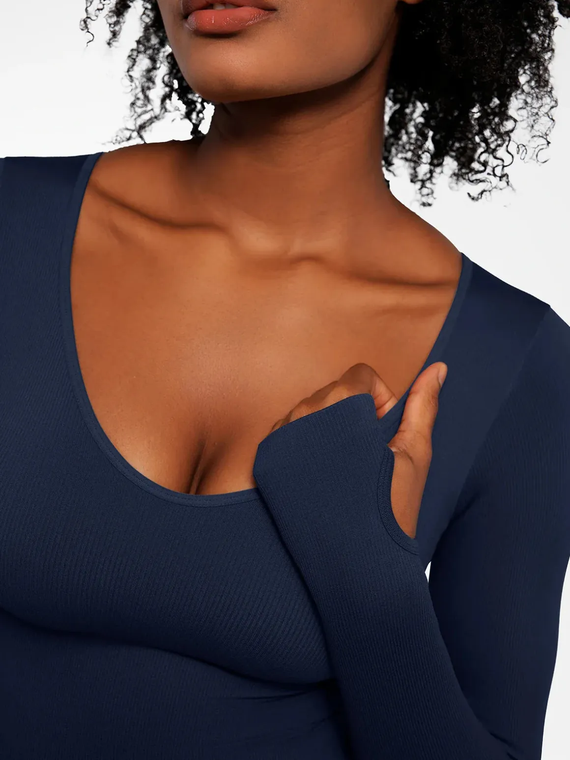 Popilush Ribbed U Neck Built-in Bra Tummy Control Jumpsuit