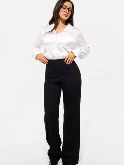 Poplin Long Sleeve Silky Shirt Tummy Control Bodysuit