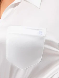 Poplin Long Sleeve Silky Shirt Tummy Control Bodysuit