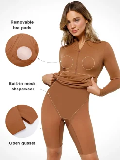 Redtag Thermal Shapewear Long Sleeve Mock Neck Midi Dress