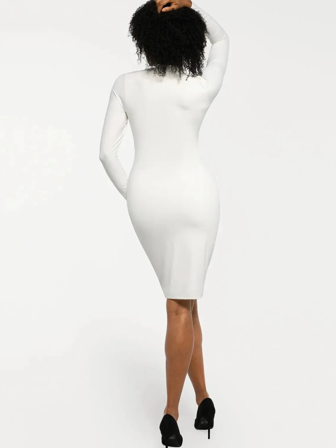 Redtag Thermal Shapewear Long Sleeve Mock Neck Midi Dress