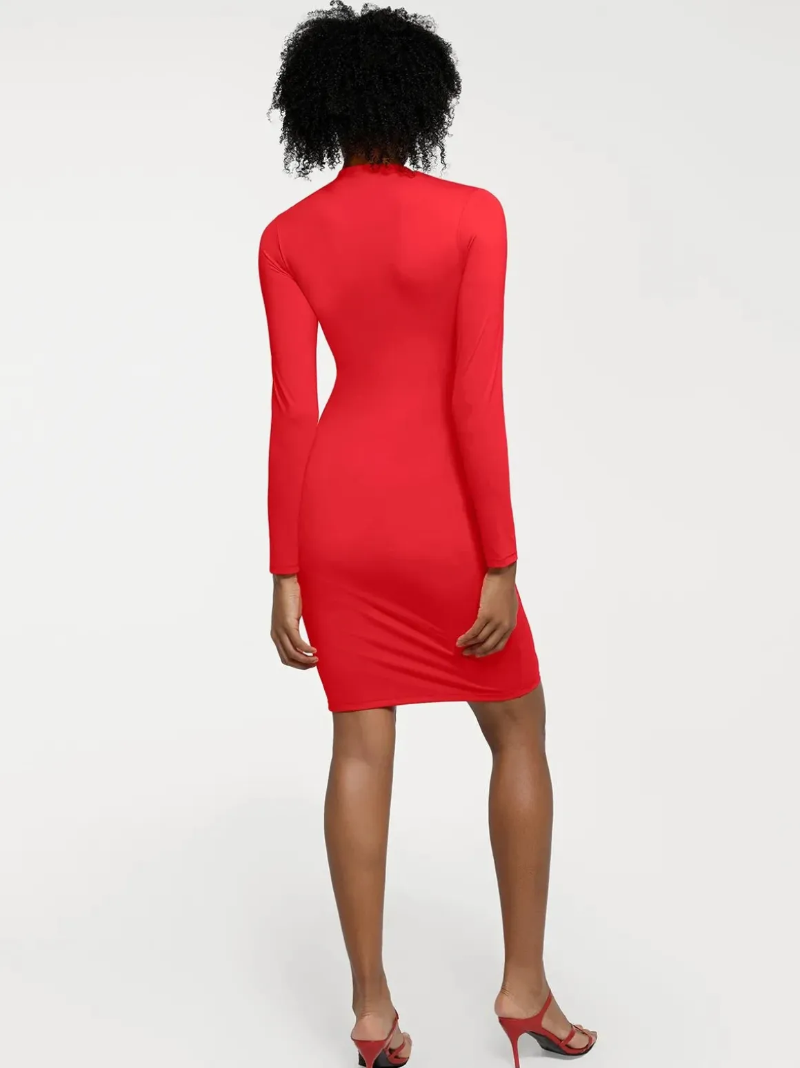 Redtag Thermal Shapewear Long Sleeve Mock Neck Midi Dress