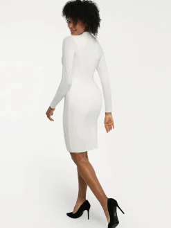 Redtag Thermal Shapewear Long Sleeve Mock Neck Midi Dress