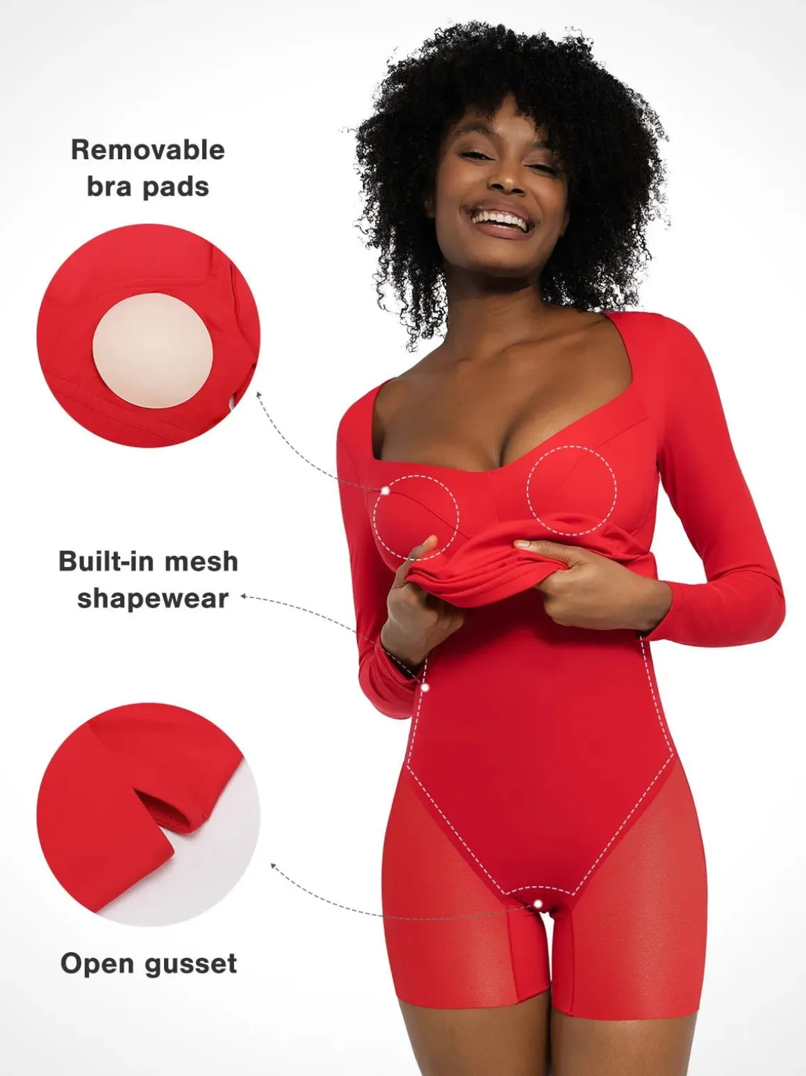 Redtag Thermal Shapewear Long Sleeve Sweetheart Mini Dress