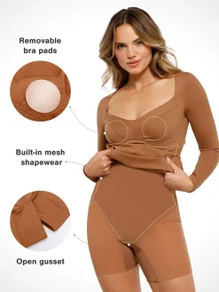 Redtag Thermal Shapewear Long Sleeve Sweetheart Mini Dress