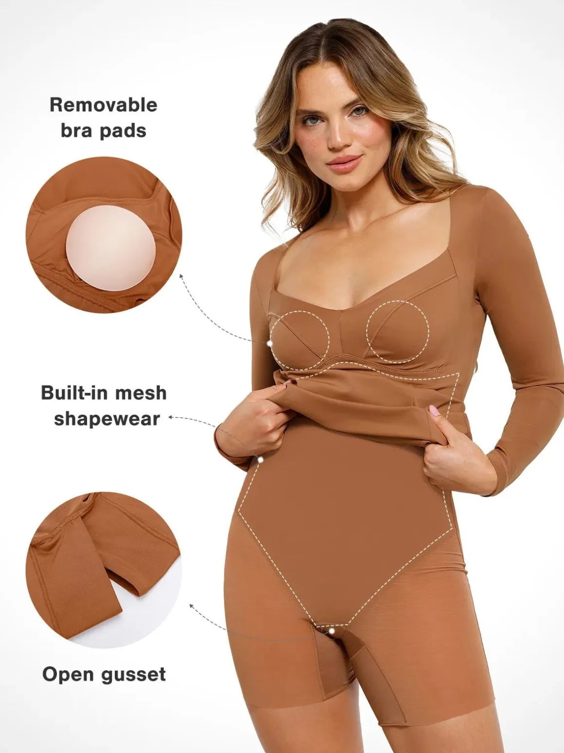 Redtag Thermal Shapewear Long Sleeve Sweetheart Mini Dress