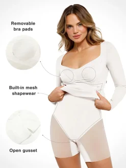 Redtag Thermal Shapewear Long Sleeve Sweetheart Mini Dress