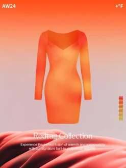 Redtag Thermal Shapewear Long Sleeve Sweetheart Mini Dress
