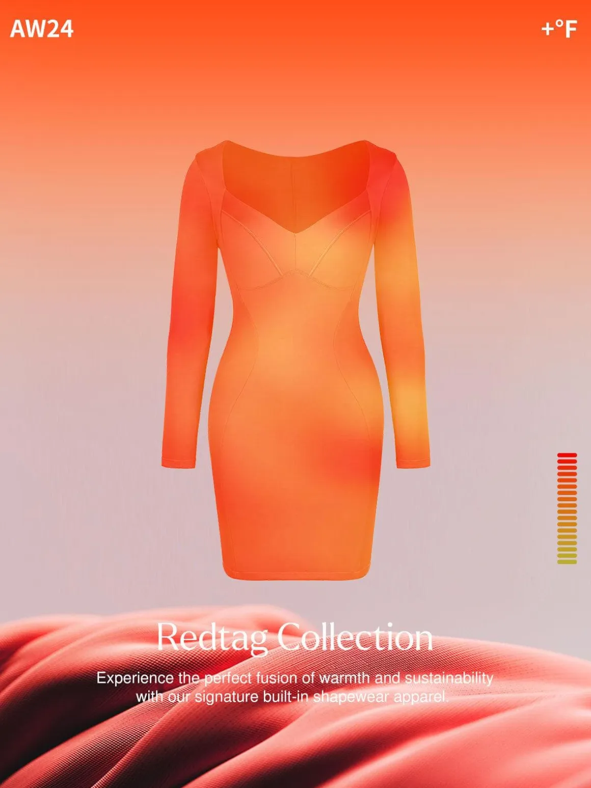 Redtag Thermal Shapewear Long Sleeve Sweetheart Mini Dress