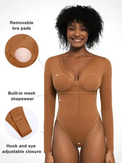Redtag Thermal Shapewear Long Sleeve Tummy Control Bodysuit