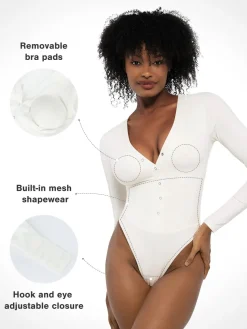 Redtag Thermal Shapewear Long Sleeve Tummy Control Bodysuit