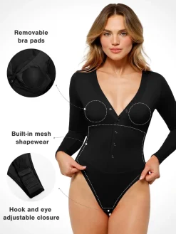 Redtag Thermal Shapewear Long Sleeve Tummy Control Bodysuit