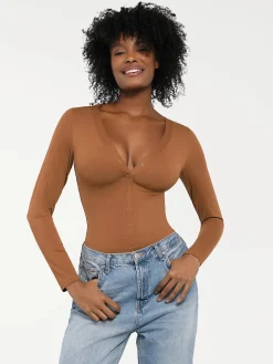 Redtag Thermal Shapewear Long Sleeve Tummy Control Bodysuit