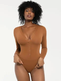 Redtag Thermal Shapewear Long Sleeve Tummy Control Bodysuit