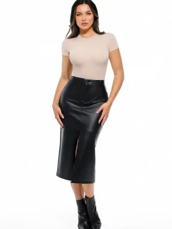Sculpted Faux Leather Contour Skirt