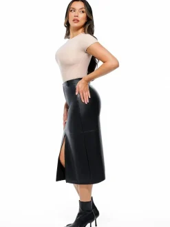 Sculpted Faux Leather Contour Skirt