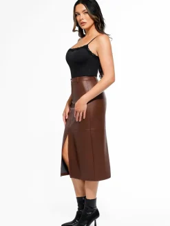 Sculpted Faux Leather Contour Skirt