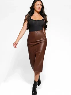 Sculpted Faux Leather Contour Skirt