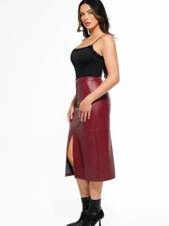 Sculpted Faux Leather Contour Skirt