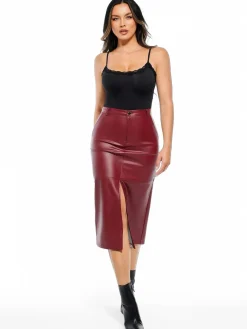 Sculpted Faux Leather Contour Skirt