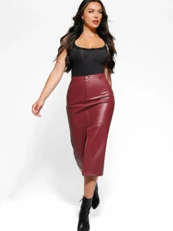 Sculpted Faux Leather Contour Skirt