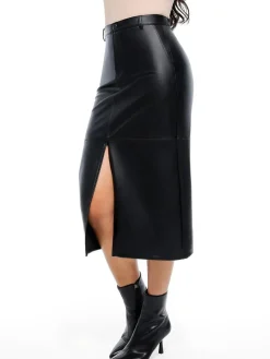 Sculpted Faux Leather Contour Skirt