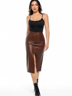 Sculpted Faux Leather Contour Skirt