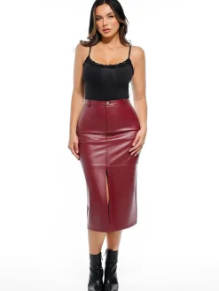 Sculpted Faux Leather Contour Skirt