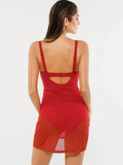 Sculpting Curve Mesh Skirt One-Piece Swimsuit