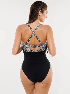 Sculpting Curve Mesh Skirt One-Piece Swimsuit