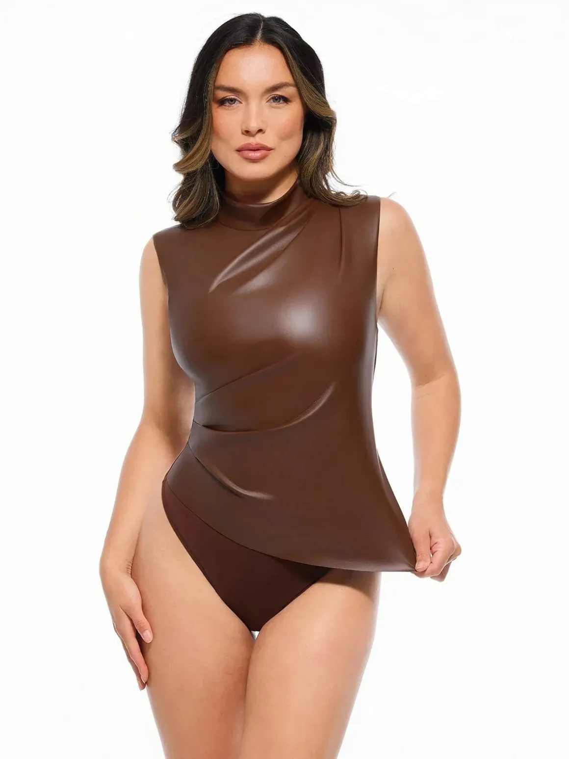Sculpting 3-in-1 Faux Leather Bodysuit