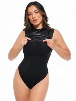 Sculpting 3-in-1 Faux Leather Bodysuit