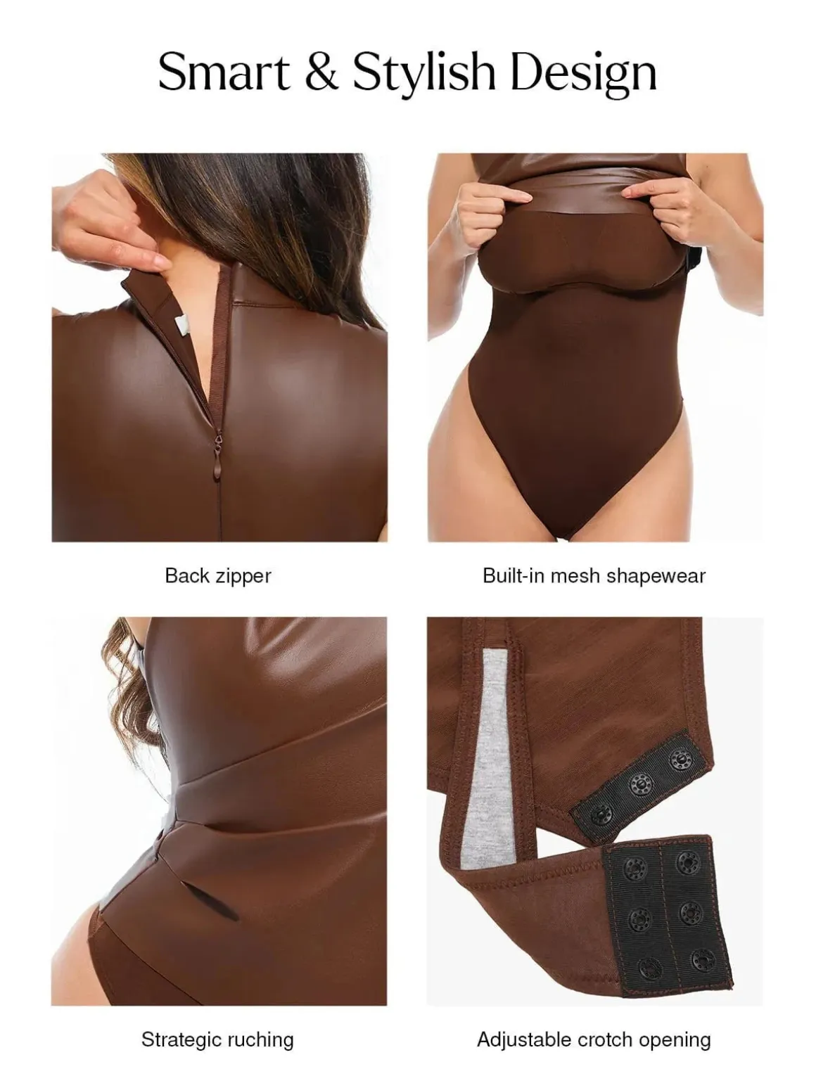 Sculpting 3-in-1 Faux Leather Bodysuit