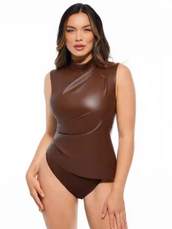 Sculpting 3-in-1 Faux Leather Bodysuit