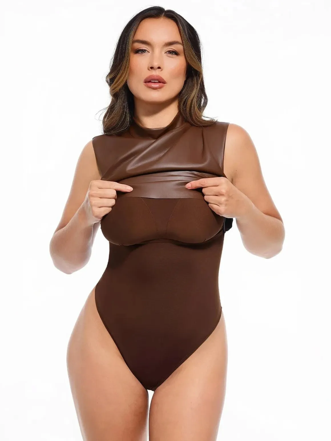 Sculpting 3-in-1 Faux Leather Bodysuit