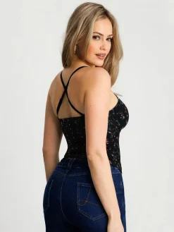 Sculpting Push-Up Lace Floral Boned Convertible Strap Corset Top