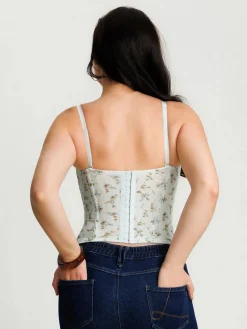 Sculpting Push-Up Lace Floral Boned Convertible Strap Corset Top