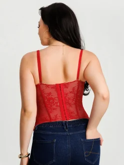 Sculpting Push-Up Lace Floral Boned Convertible Strap Corset Top