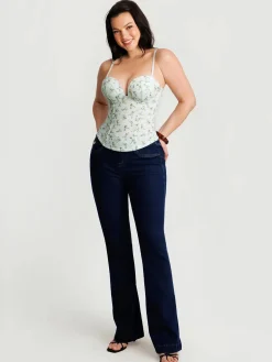 Sculpting Push-Up Lace Floral Boned Convertible Strap Corset Top