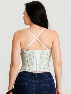 Sculpting Push-Up Lace Floral Boned Convertible Strap Corset Top