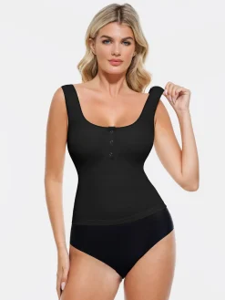 Sculpting Push-Up Square Neck Sleeveless Cami Top with Built-in Bra