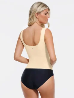 Sculpting Push-Up Square Neck Sleeveless Cami Top with Built-in Bra