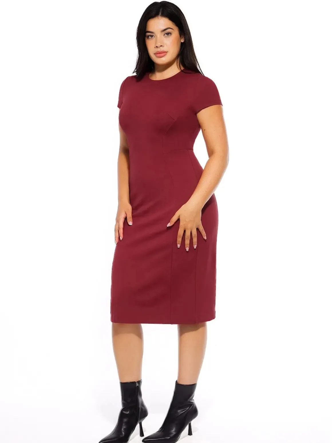 SculptWear Short Sleeve Fitted Sheath Dress