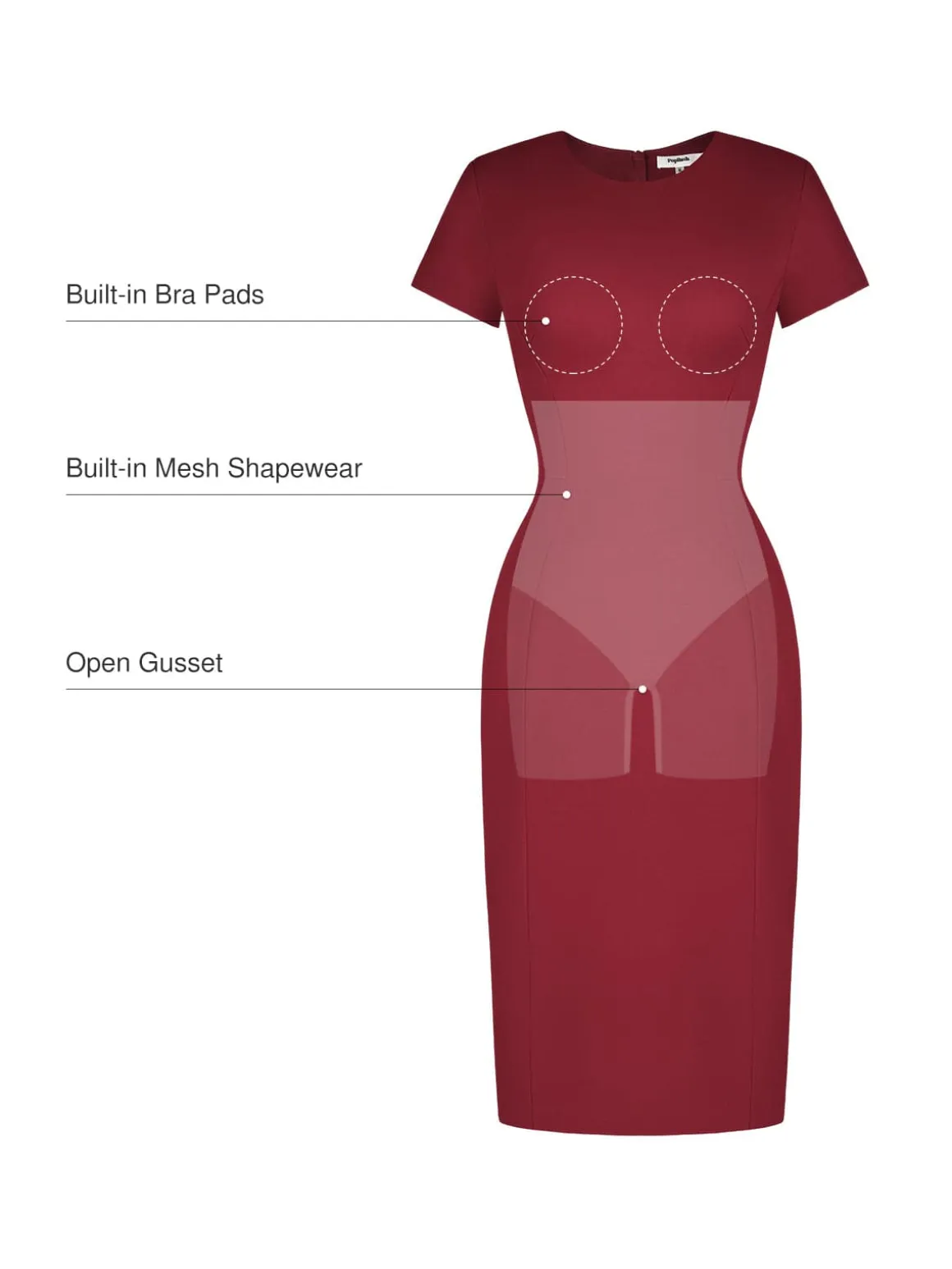 SculptWear Short Sleeve Fitted Sheath Dress