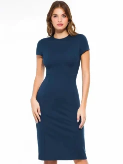 SculptWear Short Sleeve Fitted Sheath Dress