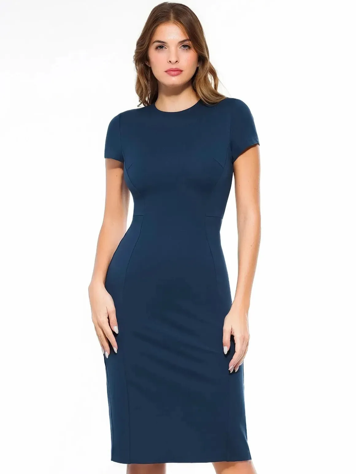 SculptWear Short Sleeve Fitted Sheath Dress