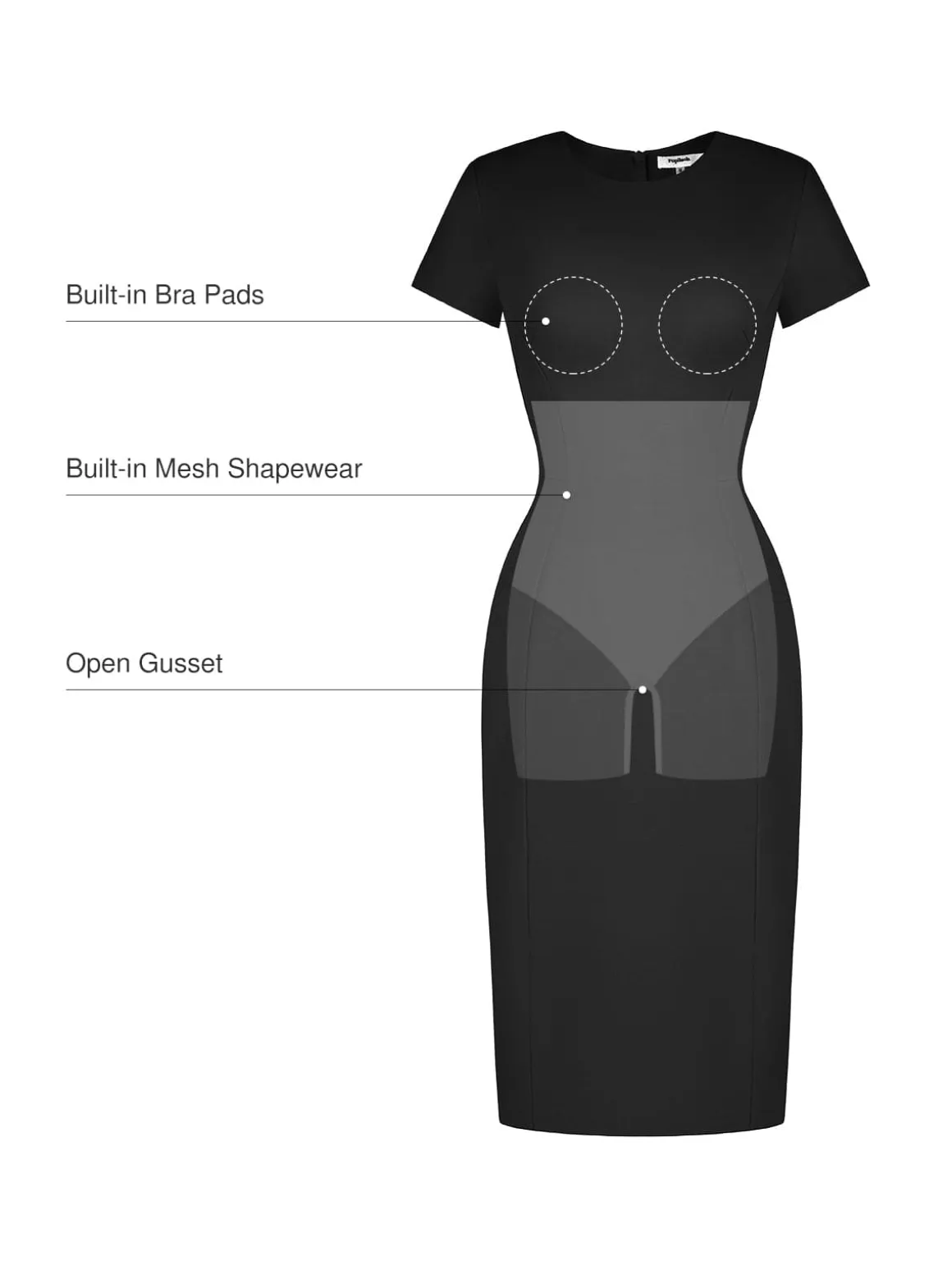 SculptWear Short Sleeve Fitted Sheath Dress