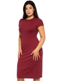 SculptWear Short Sleeve Fitted Sheath Dress