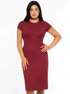 SculptWear Short Sleeve Fitted Sheath Dress