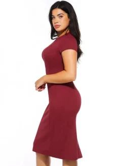SculptWear Short Sleeve Fitted Sheath Dress